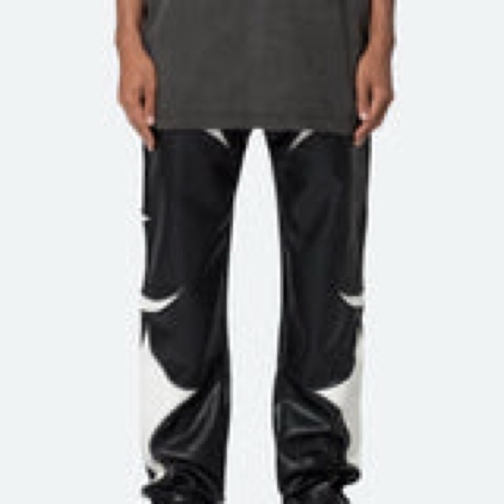 MNML BLACK AND WHITE LEATHER PANTS